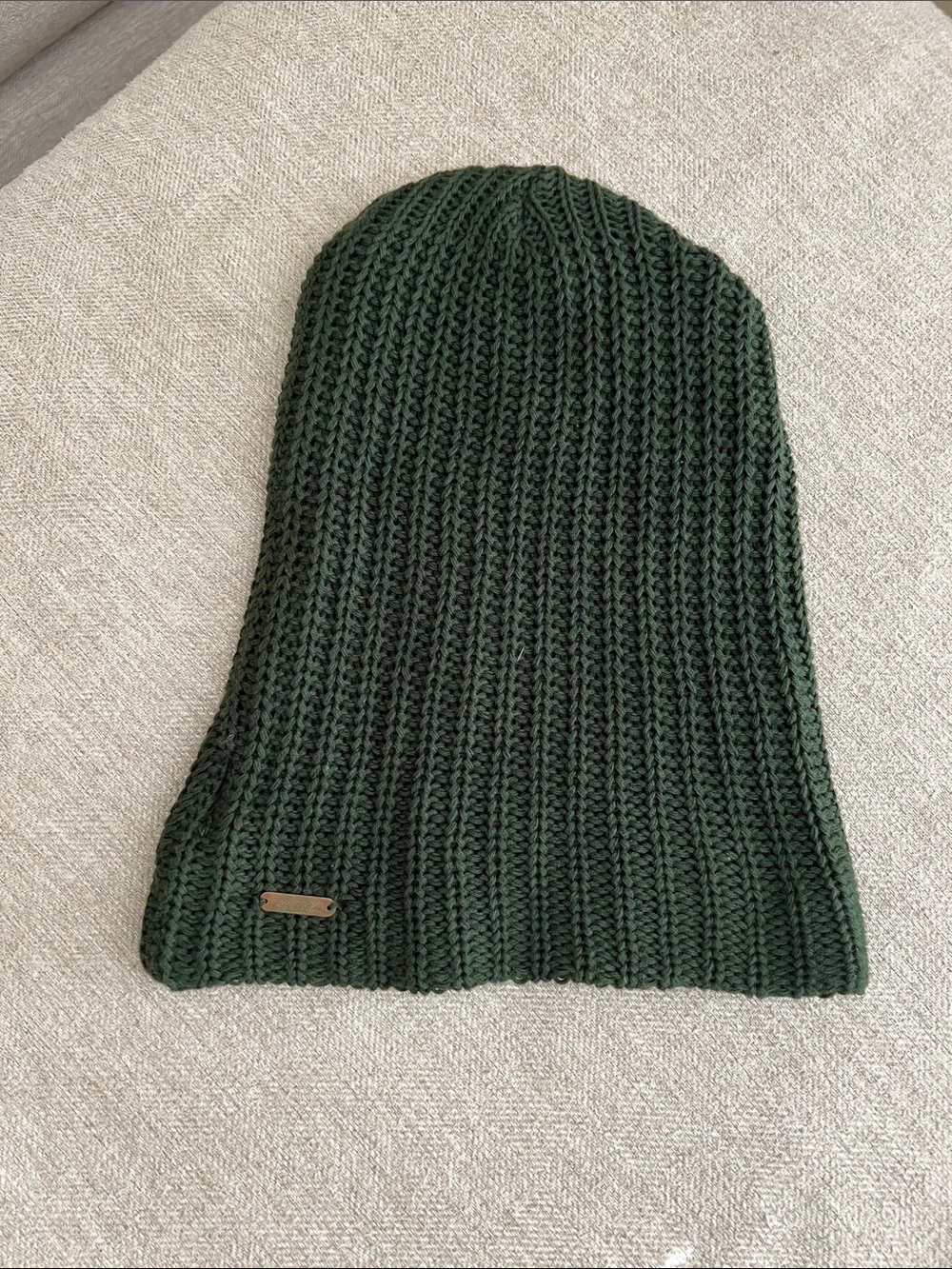 Free People Ribbed Knit Beanie in Dark Green